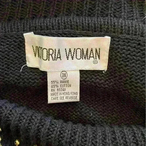 Victoria Harbour Woman Beaded Cowl Christmas Sweater Size 3X Slouchy Tunic - Picture 13 of 15